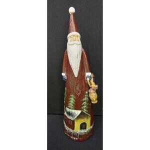 Resin Santa Figurine with Hand Painted Barn Scene by Tii Collections Primitive